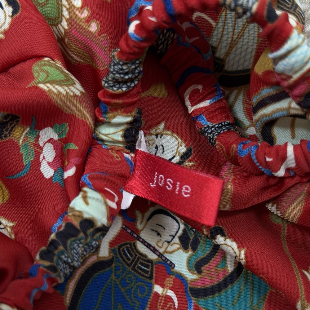 Josie Natori Geisha Tea Garden Crop Pant 22'' inseam Pajama Red Sz M (approx) - Picture 9 of 10